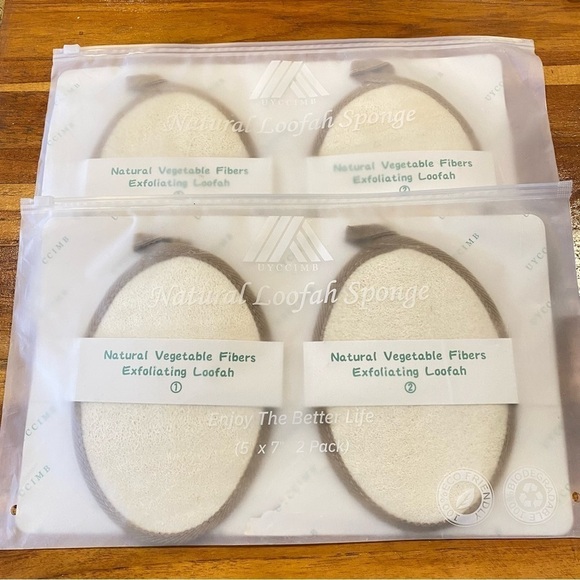 Natural Loofah Exfoliating shower bath sponge Natural Vegetable Fibers 4 Pack - Picture 1 of 4